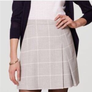 LOFT Neutral Plaid Mini Skirt in Beige and White